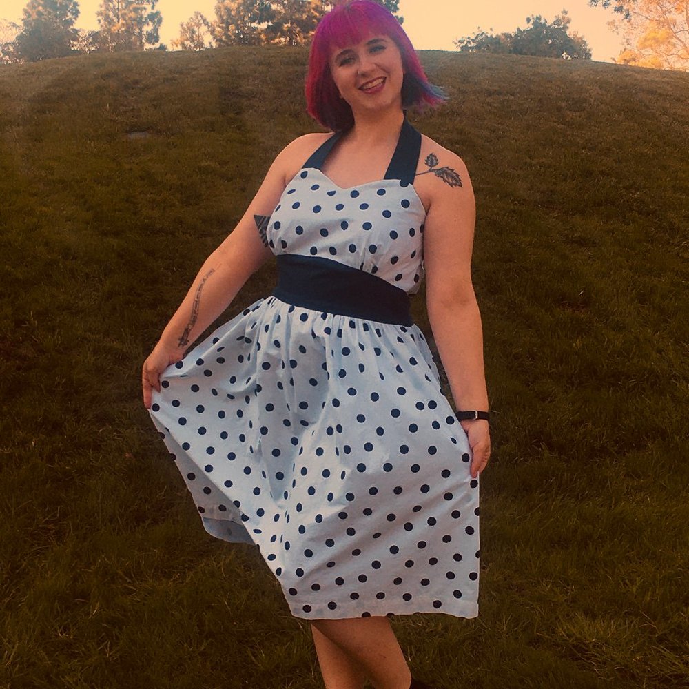 1950's Style Halter Dress Polka Dots
